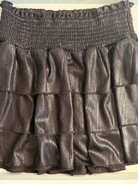 Katie J NYC Girls Tiered Skirt Black Shimmer Small